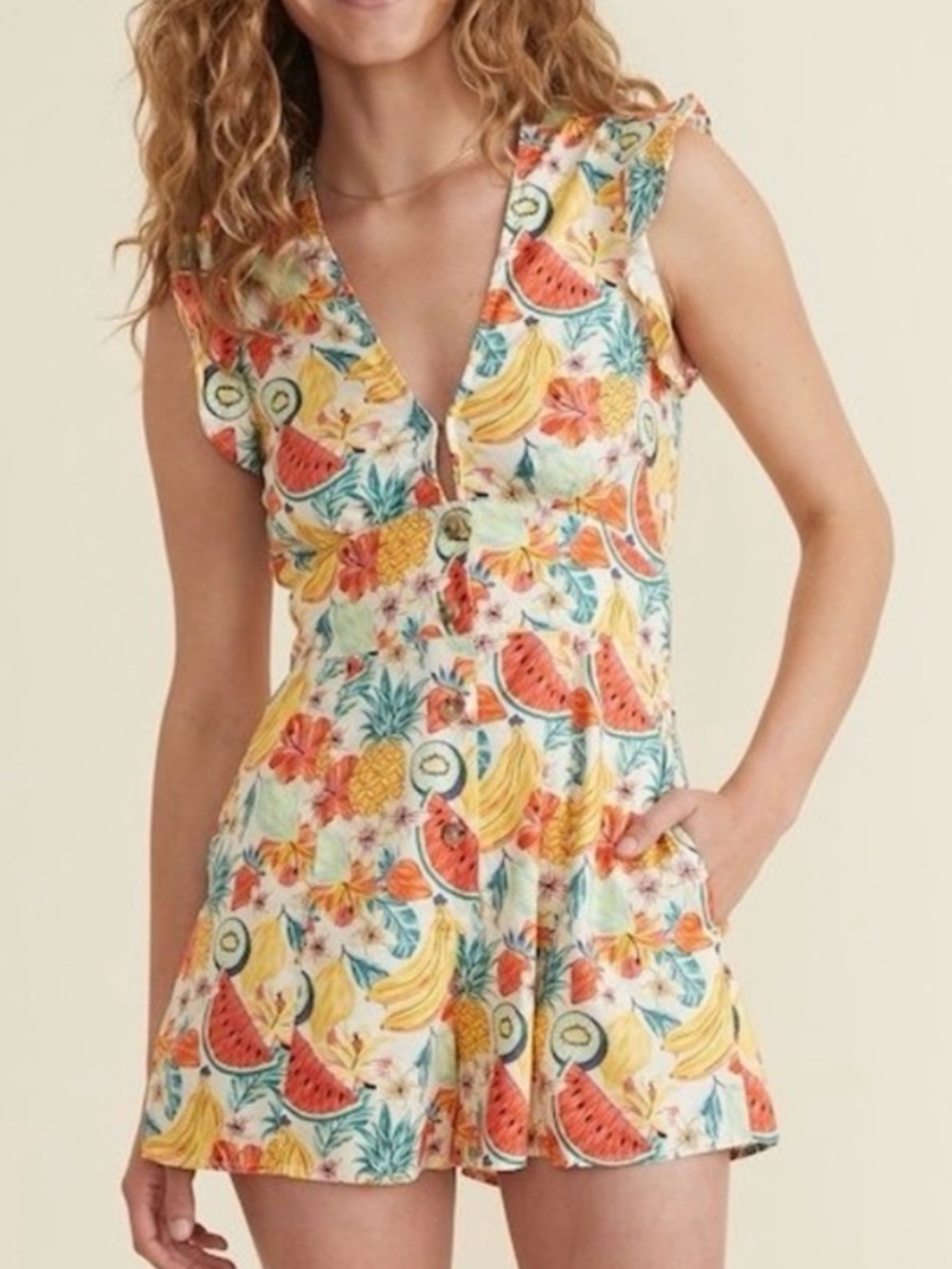 Marine Layer Camila Romper Floral Fruit Tropical Print - Picture 8 of 16